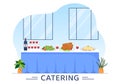 Catering Service Illustration with People Hands and a Table for Corporate Meeting, Banquets Wedding or Party on Cafe or Restaurant