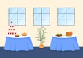 Catering Service Illustration with People Hands and a Table for Corporate Meeting, Banquets Wedding or Party on Cafe or Restaurant
