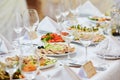 Catering service. snack at food court table during event Royalty Free Stock Photo