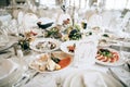 Catering service. table with food and drink at restaurant before wedding party Royalty Free Stock Photo