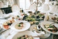 Catering service. table with food and drink at restaurant before wedding party Royalty Free Stock Photo