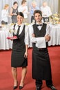 Catering service waiter, waitress business event Royalty Free Stock Photo