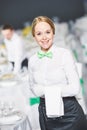 Catering service. waitress on duty Royalty Free Stock Photo