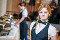 Catering service. waitress on duty Royalty Free Stock Photo