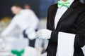 Catering service. waitress on duty in restaurant Royalty Free Stock Photo