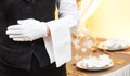 Catering service. waitress on duty in restaurant Royalty Free Stock Photo