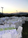 Catering setup at dusk