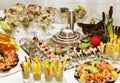 Catering table full of appetizing foods