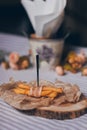 Catering table set service at restaurant before party Royalty Free Stock Photo