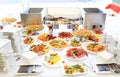 Catering table set service with silverware Royalty Free Stock Photo