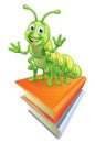 Caterpillar Bookworm Worm on Books Royalty Free Stock Photo