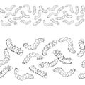 Outline caterpillar border, ink illustration