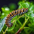 Caterpillar of butterfly (Papilio machaon Royalty Free Stock Photo
