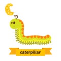 Caterpillar. C letter. Cute children animal alphabet in vector.