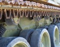 Caterpillar chain of the old tank. Museum of military equipment in the open air Royalty Free Stock Photo