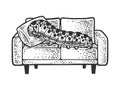 Caterpillar on couch sketch vector illustration
