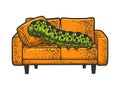 Caterpillar on couch sketch vector illustration