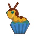 caterpillar cupcake. Vector illustration decorative design Royalty Free Stock Photo