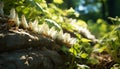 Caterpillar eating leaf on green tree branch generated by AI Royalty Free Stock Photo