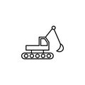 caterpillar excavator icon. Element of construction machine icon for mobile concept and web apps. Thin line caterpillar excavator Royalty Free Stock Photo