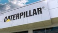 Caterpillar Inc. logo on the modern building facade. Editorial 3D rendering