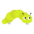 Caterpillar insect icon. Baby collection. Crawling catapillar bug. Cute cartoon funny character. Smiling face. Flat design. Colorf Royalty Free Stock Photo
