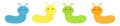 Caterpillar insect icon set line. Cute crawling bug. Cartoon kawaii funny baby animal character. Smiling face. Colorful bright Royalty Free Stock Photo