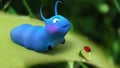 Caterpillar and ladybug cartoon in a happy encount