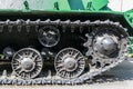 Caterpillar of military tank or excavator. Close-up photo Royalty Free Stock Photo