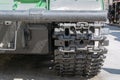 Caterpillar of military tank or excavator. Close-up photo Royalty Free Stock Photo
