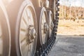 Caterpillar of a military tank standing Royalty Free Stock Photo