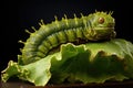 caterpillar munching on a cabbage leaf Royalty Free Stock Photo