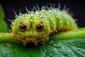 caterpillar munching on a cabbage leaf Royalty Free Stock Photo