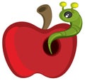 Caterpillar on red apple Royalty Free Stock Photo