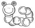 Caterpillar toy pen sketch. Funny baby character