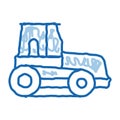 Caterpillar Tractor Vehicle doodle icon hand drawn illustration