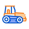 Caterpillar Tractor Vehicle Vector Thin Line Icon