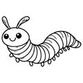 Caterpillar or Worm Bug simple outline vector illustration line art Royalty Free Stock Photo