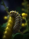 Caterpillar on yellow flower