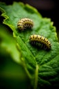 The caterpillars are feeding in nature generative AI