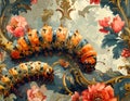 Caterpillars in a Floral Baroque Setting Royalty Free Stock Photo