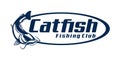 Catfish fish fishing logo, jumping fish design template vector illustration. great to use as any fishing company logo Royalty Free Stock Photo