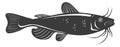 Catfish icon. Black fish silhouette. Seafood logo