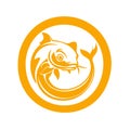 catfish icon and symbol, inside a circle, yellow, simple and beautiful