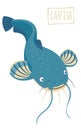 Catfish, vector cartoon illustration