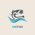 Catfish and wave icon