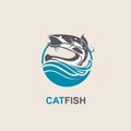 Catfish and wave icon