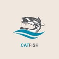 Catfish and wave icon