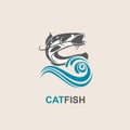 Catfish and wave icon