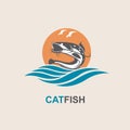 Catfish and wave icon